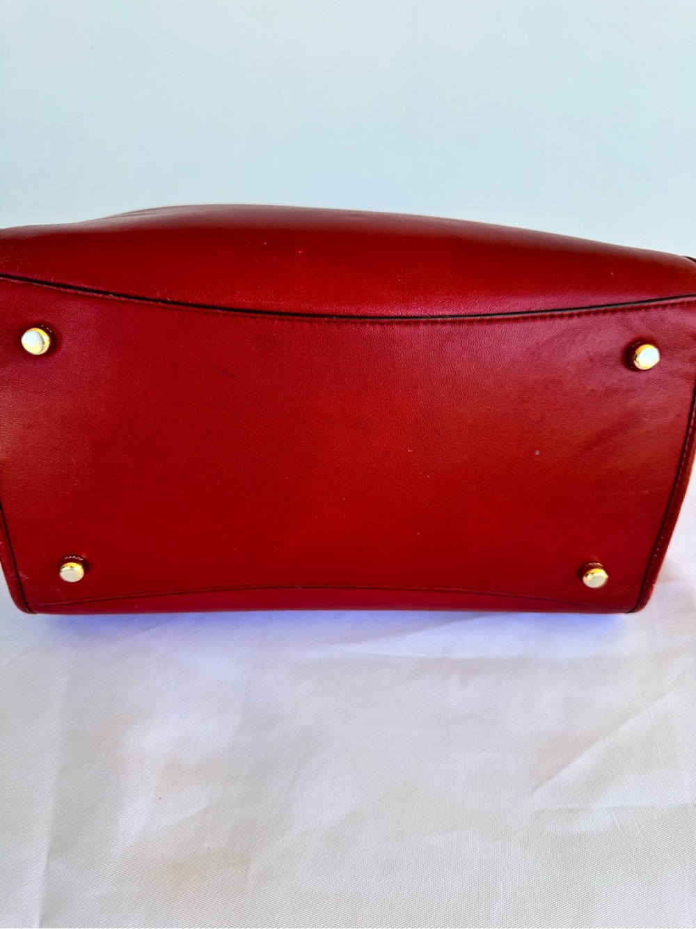 Coach Red Leather Tote with Signature Scarf and Gold Hardware - Picture 6 of 16